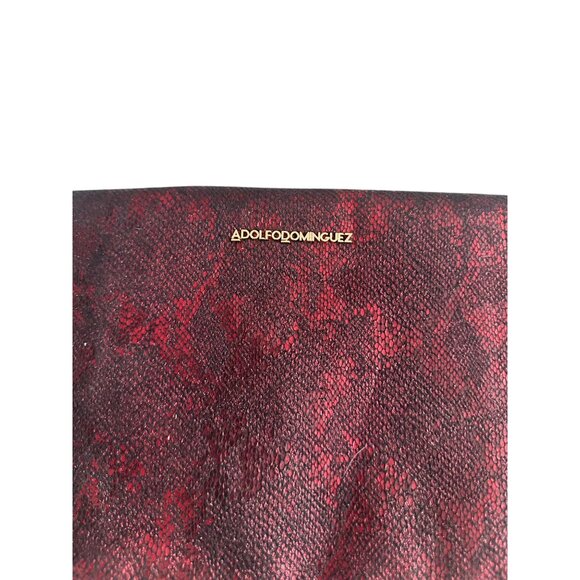ADOLFO DOMINGUEZ Red Black Snake Print Envelope Clutch Handbag - Picture 9 of 9
